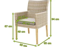OUTFLEXX Borneo Landhaussessel, beige-meliert, Polyrattan/Akazie, 60x65x94cm, inkl. Polster, FSC®-zertifiziertes Produkt