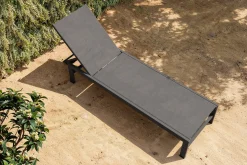 OUTFLEXX Boston Liege, anthrazit matt/schwarz, Alu/Textilene, 190 x 62 cm, Rückenlehne verstellbar