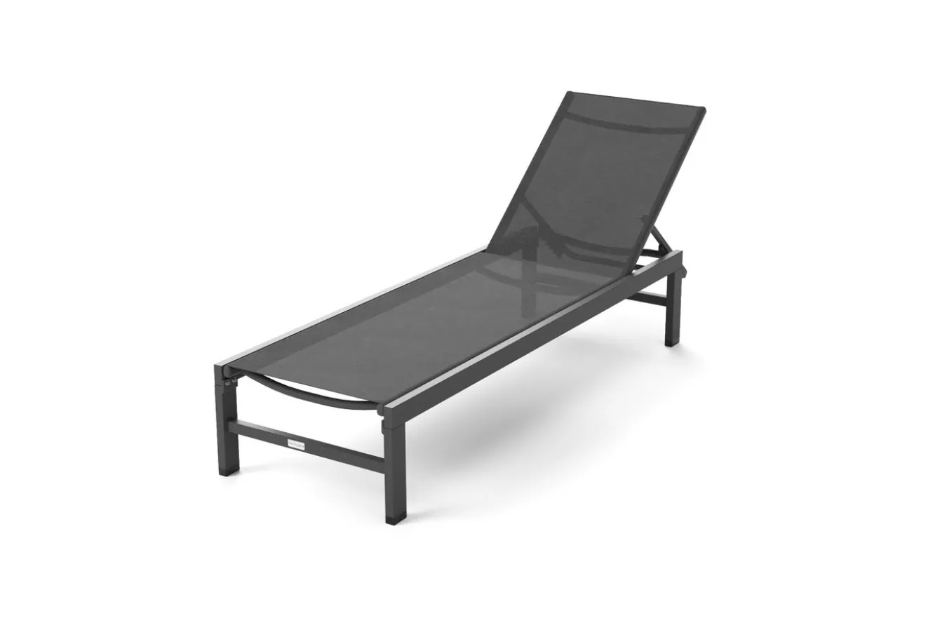 OUTFLEXX Boston Liege, anthrazit matt/schwarz, Alu/Textilene, 190 x 62 cm, Rückenlehne verstellbar