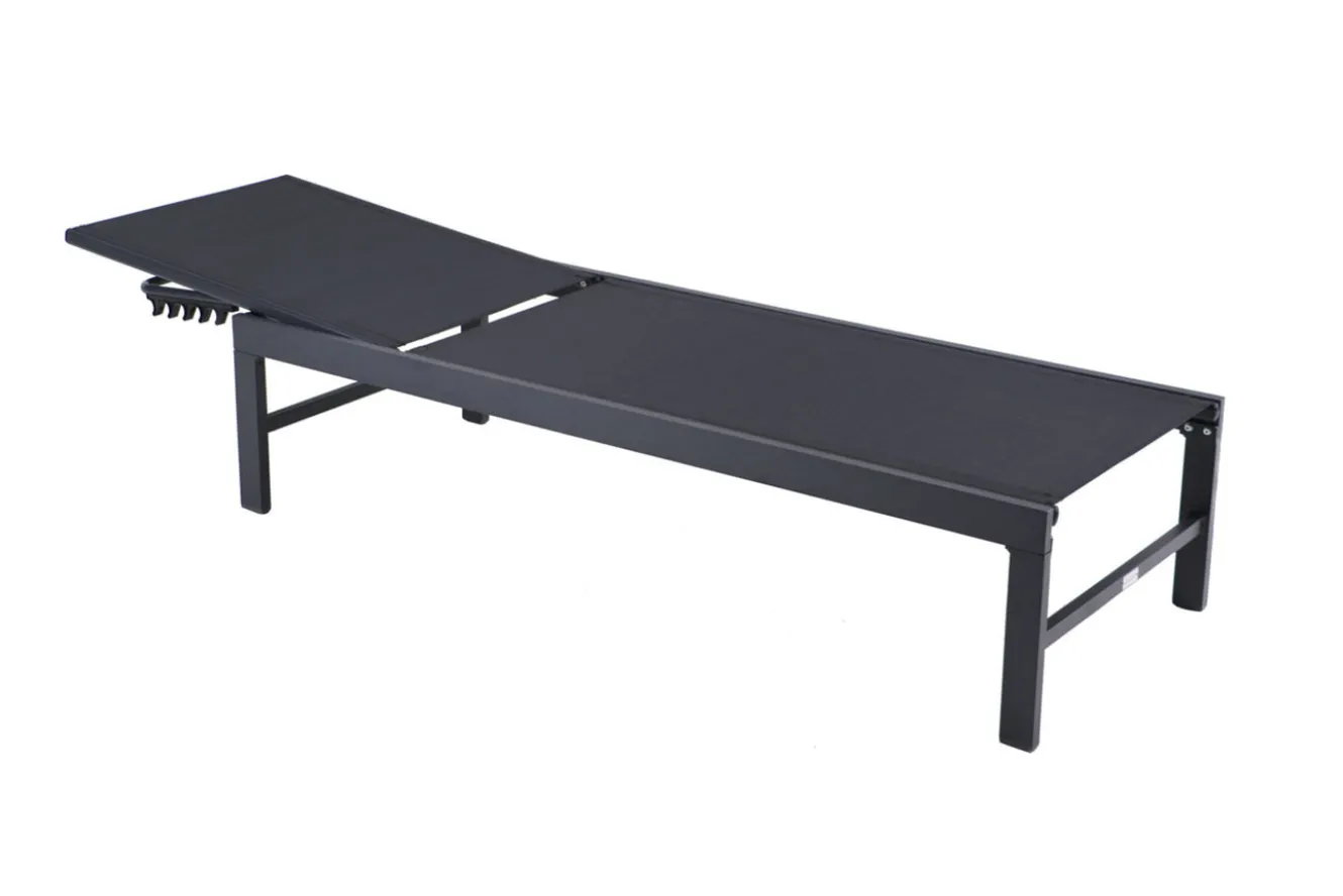 OUTFLEXX Boston Liege, anthrazit matt/schwarz, Alu/Textilene, 190 x 62 cm, Rückenlehne verstellbar