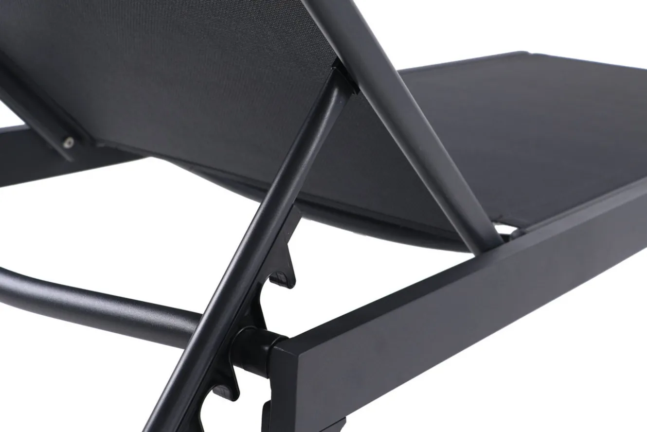 OUTFLEXX Boston Liege, anthrazit matt/schwarz, Alu/Textilene, 190 x 62 cm, Rückenlehne verstellbar