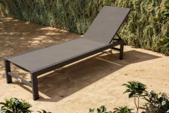 OUTFLEXX Boston Liege, anthrazit matt/schwarz, Alu/Textilene, 190 x 62 cm, Rückenlehne verstellbar