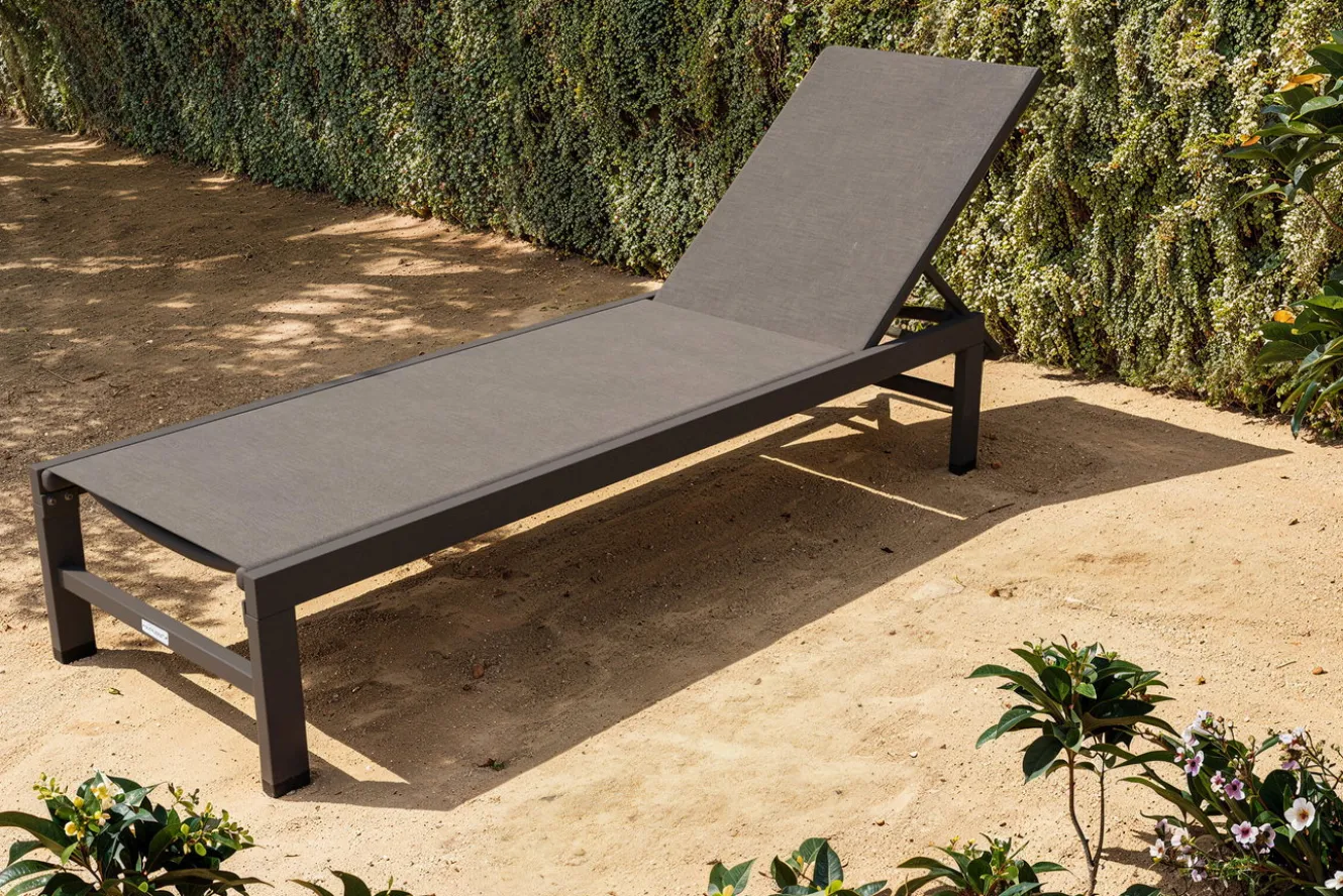 OUTFLEXX Boston Liege, anthrazit matt/schwarz, Alu/Textilene, 190 x 62 cm, Rückenlehne verstellbar