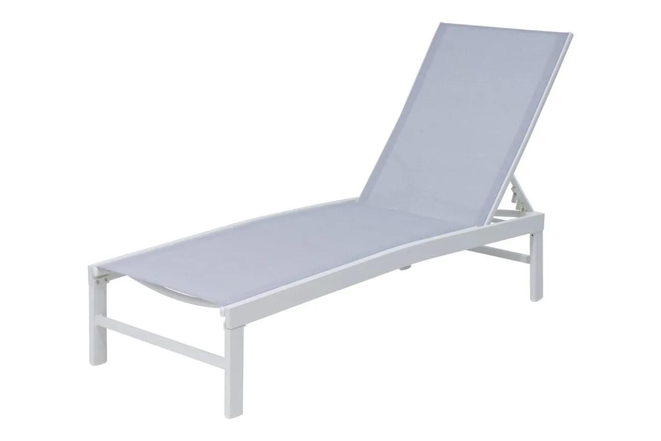 OUTFLEXX Boston Liege, creme/weiß, Aluminium, 190 x 62 cm, ergonomisch, rückenschonend, horizontal verstellbar, pulverbeschichtet