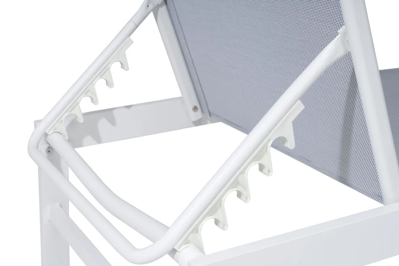 OUTFLEXX Boston Liege, creme/weiß, Aluminium, 190 x 62 cm, ergonomisch, rückenschonend, horizontal verstellbar, pulverbeschichtet