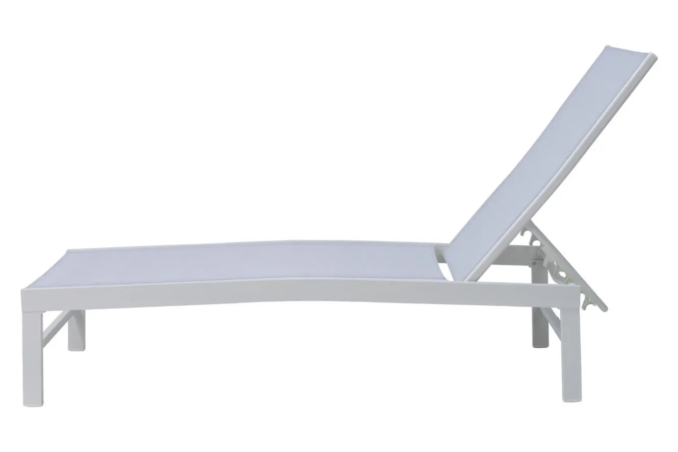 OUTFLEXX Boston Liege, creme/weiß, Aluminium, 190 x 62 cm, ergonomisch, rückenschonend, horizontal verstellbar, pulverbeschichtet