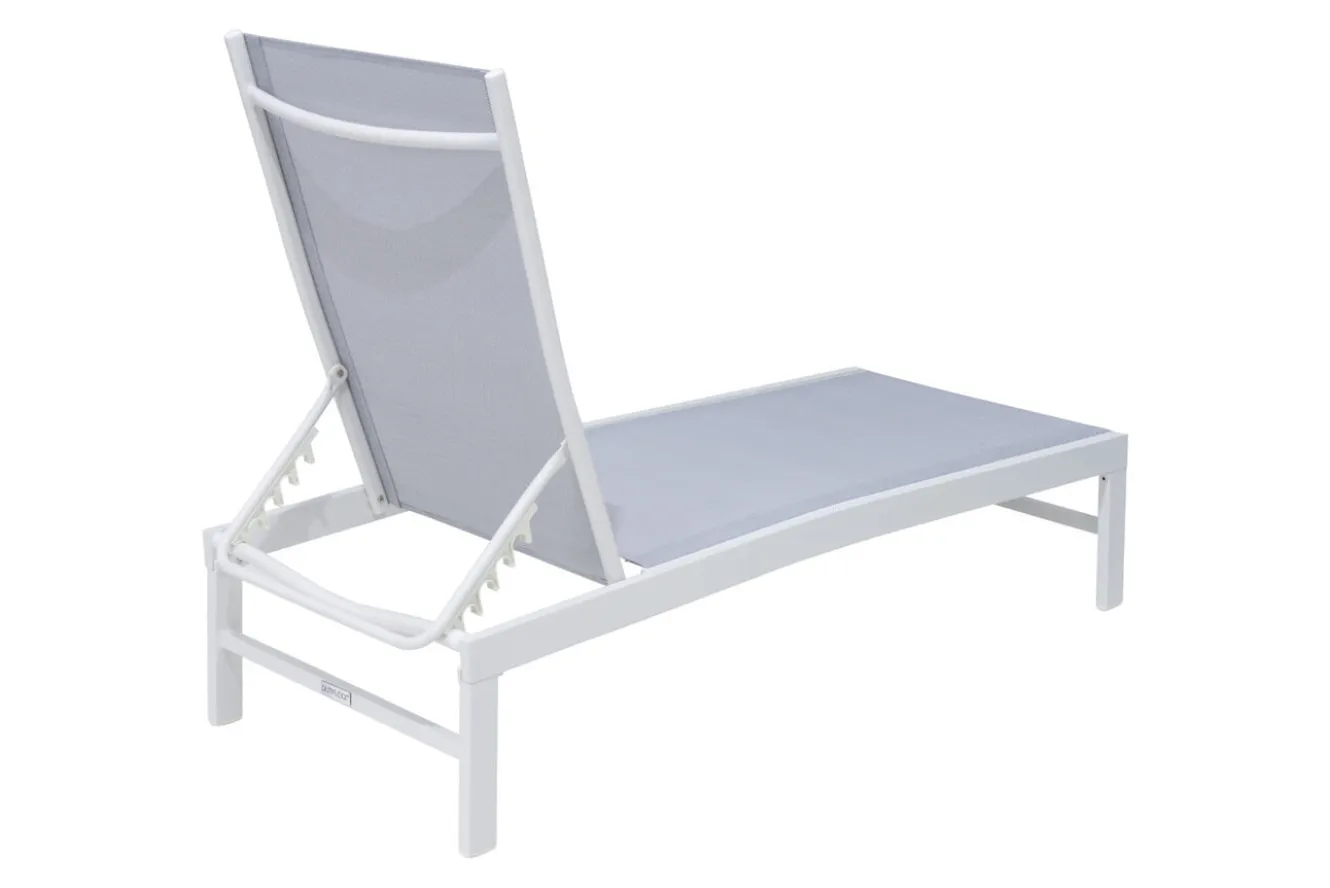 OUTFLEXX Boston Liege, creme/weiß, Aluminium, 190 x 62 cm, ergonomisch, rückenschonend, horizontal verstellbar, pulverbeschichtet