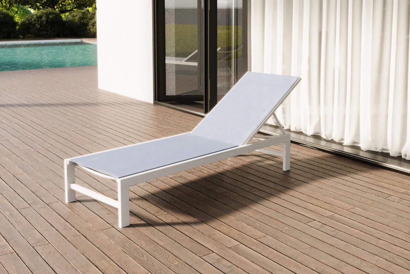 OUTFLEXX Boston Liege, creme/weiß, Aluminium, 190 x 62 cm, ergonomisch, rückenschonend, horizontal verstellbar, pulverbeschichtet