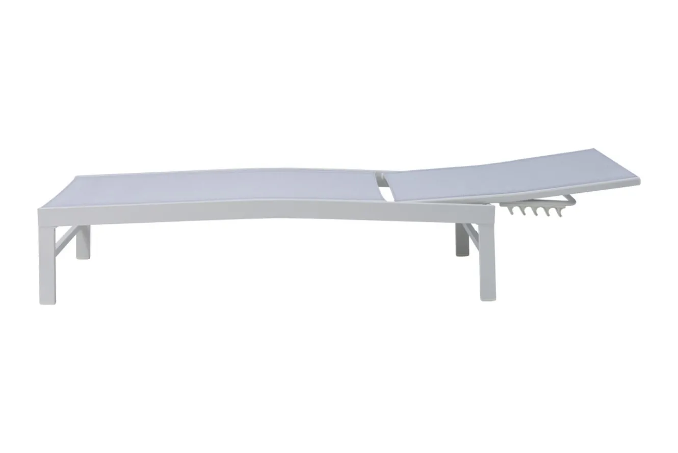 OUTFLEXX Boston Liege, creme/weiß, Aluminium, 190 x 62 cm, ergonomisch, rückenschonend, horizontal verstellbar, pulverbeschichtet