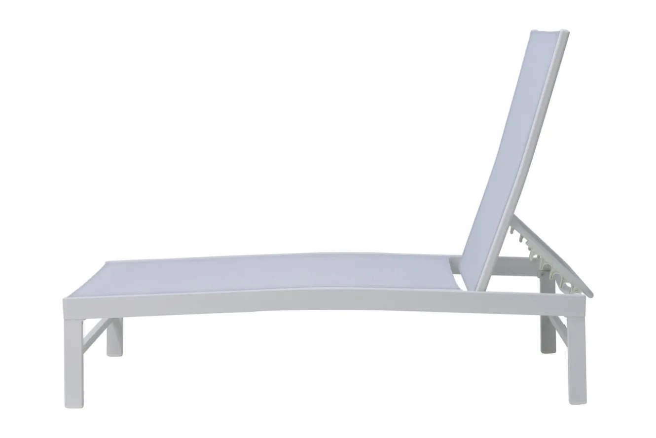 OUTFLEXX Boston Liege, creme/weiß, Aluminium, 190 x 62 cm, ergonomisch, rückenschonend, horizontal verstellbar, pulverbeschichtet