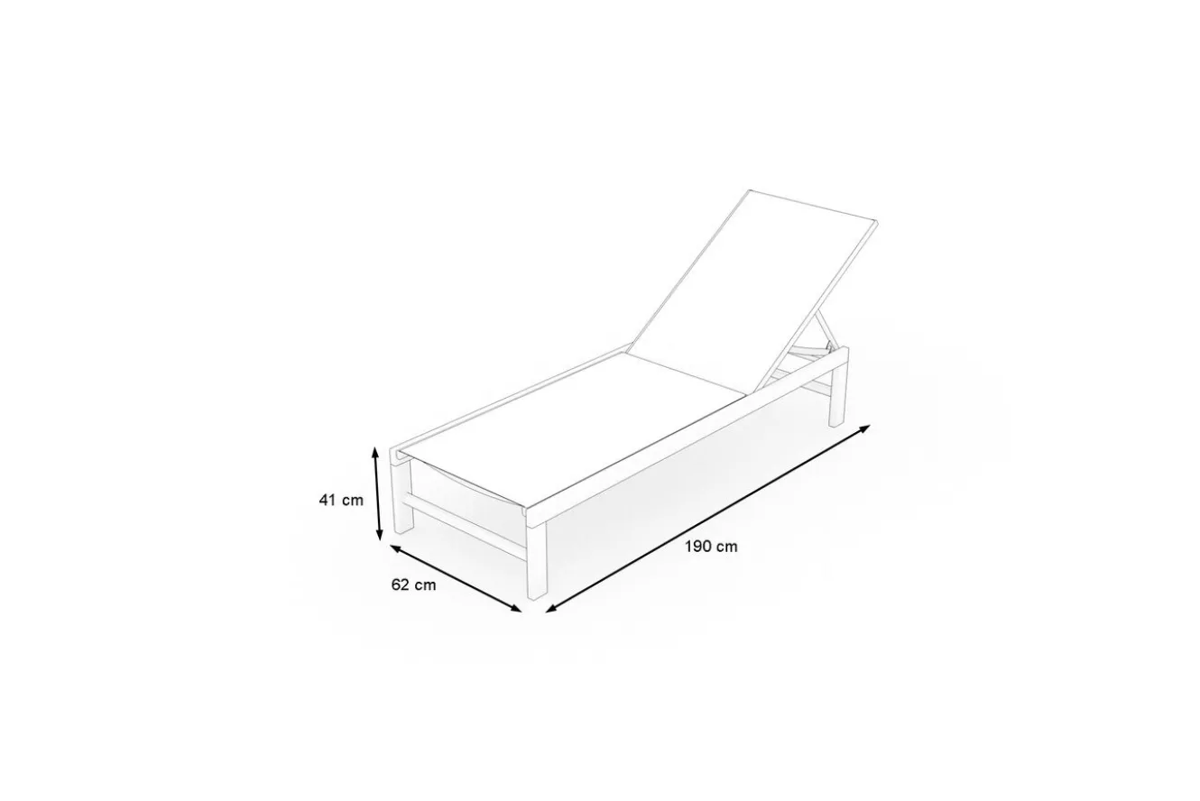 OUTFLEXX Boston Liege, creme/weiß, Aluminium, 190 x 62 cm, ergonomisch, rückenschonend, horizontal verstellbar, pulverbeschichtet