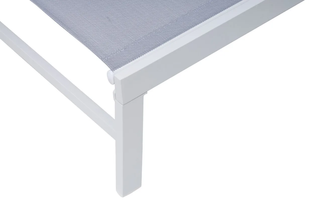 OUTFLEXX Boston Liege, creme/weiß, Aluminium, 190 x 62 cm, ergonomisch, rückenschonend, horizontal verstellbar, pulverbeschichtet