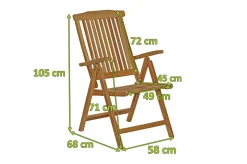 OUTFLEXX Bounty Klappsessel, natur, Teakholz, 58 x 68 x 105 cm