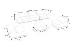 OUTFLEXX Buddha Gartenlounge für 6 Personen, flanelle/anthrazit, Alu/Polyester, witterungs- & UV-beständig