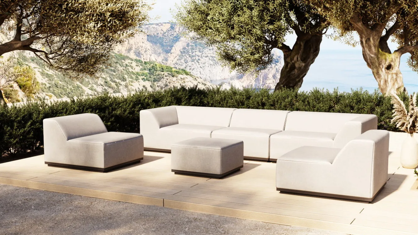 OUTFLEXX Buddha Gartenlounge für 6 Personen, flanelle/anthrazit, Alu/Polyester, witterungs- & UV-beständig