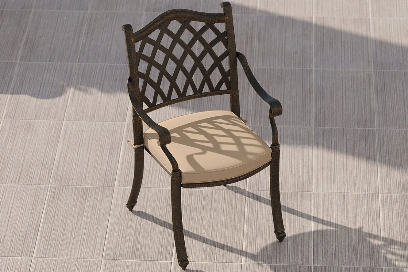 OUTFLEXX Cambridge Gartenstuhl, bronze/khaki, Alu/Polyester, ca. 68 x 65 x 89 cm, inkl. Kissen, stapelbar, pulverbeschichtet