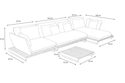 OUTFLEXX Catania Gartenlounge für 5-6 Personen, creme/grau, Alu/Teak/Olefin, wetterbeständig, FSC®-zertifiziertes Produkt