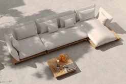 OUTFLEXX Catania Gartenlounge für 5-6 Personen, creme/grau, Alu/Teak/Olefin, wetterbeständig, FSC®-zertifiziertes Produkt