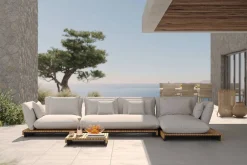 OUTFLEXX Catania Gartenlounge für 5-6 Personen, creme/grau, Alu/Teak/Olefin, wetterbeständig, FSC®-zertifiziertes Produkt
