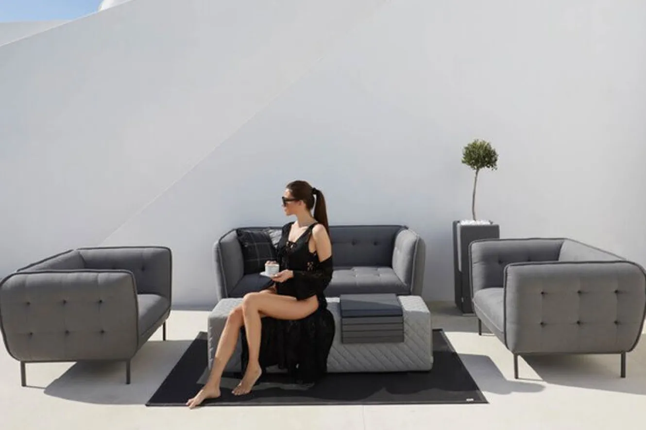 OUTFLEXX Cozy Loungebank, flanelle, Alu/Sunbrella, 148 x 50 x 42 cm