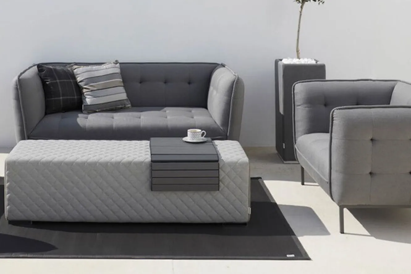 OUTFLEXX Cozy Loungebank, flanelle, Alu/Sunbrella, 148 x 50 x 42 cm