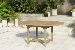 OUTFLEXX Dallas Ausziehtisch, natur, Teakholz, 120/170 x 120 cm, fein geschliffen