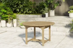 OUTFLEXX Dallas Ausziehtisch, natur, Teakholz, 120/170 x 120 cm, fein geschliffen