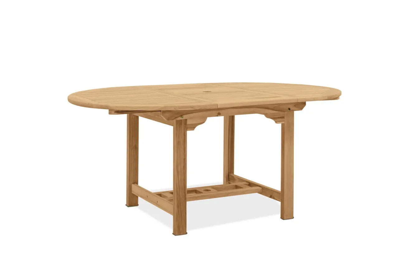 OUTFLEXX Dallas Ausziehtisch, natur, Teakholz, 120/170 x 120 cm, fein geschliffen
