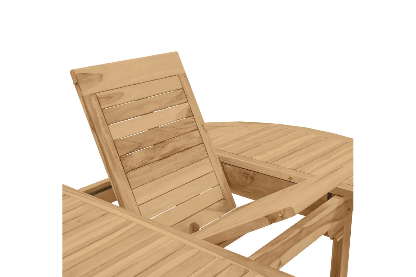 OUTFLEXX Dallas Ausziehtisch, natur, Teakholz, 120/170 x 120 cm, fein geschliffen
