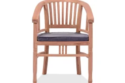 OUTFLEXX Dallas/Batavia Garten-Essgruppe, natur, Teak, 120/170x120 cm, 4x Armlehnensessel, inkl. Auflage