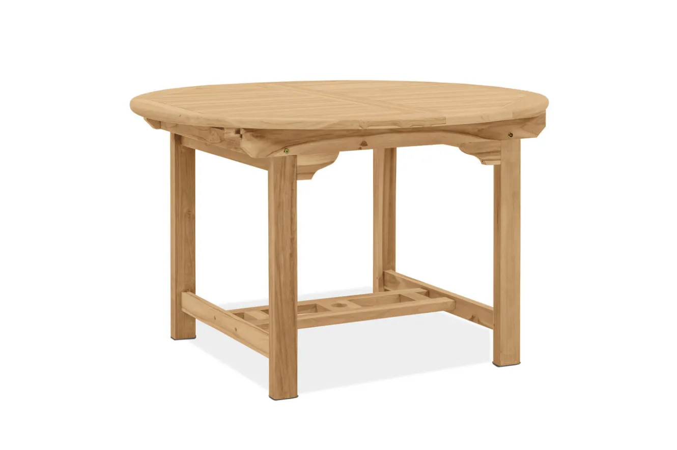 OUTFLEXX Dallas/Batavia Garten-Essgruppe, natur, Teak, 120/170x120 cm, 6x Armlehnensessel, inkl. Auflage