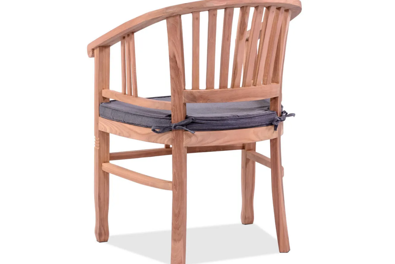 OUTFLEXX Dallas/Batavia Garten-Essgruppe, natur, Teak, 120/170x120 cm, 6x Armlehnensessel, inkl. Auflage