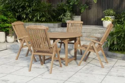 OUTFLEXX Dallas/Bounty Garten-Essgruppe, natur, Teak, 120/170x120 cm, 4x Klappstuhl