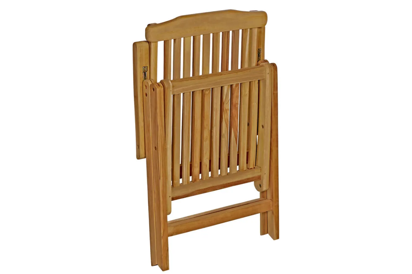 OUTFLEXX Dallas/Bounty Garten-Essgruppe, natur, Teak, 120/170x120 cm, 4x Klappstuhl