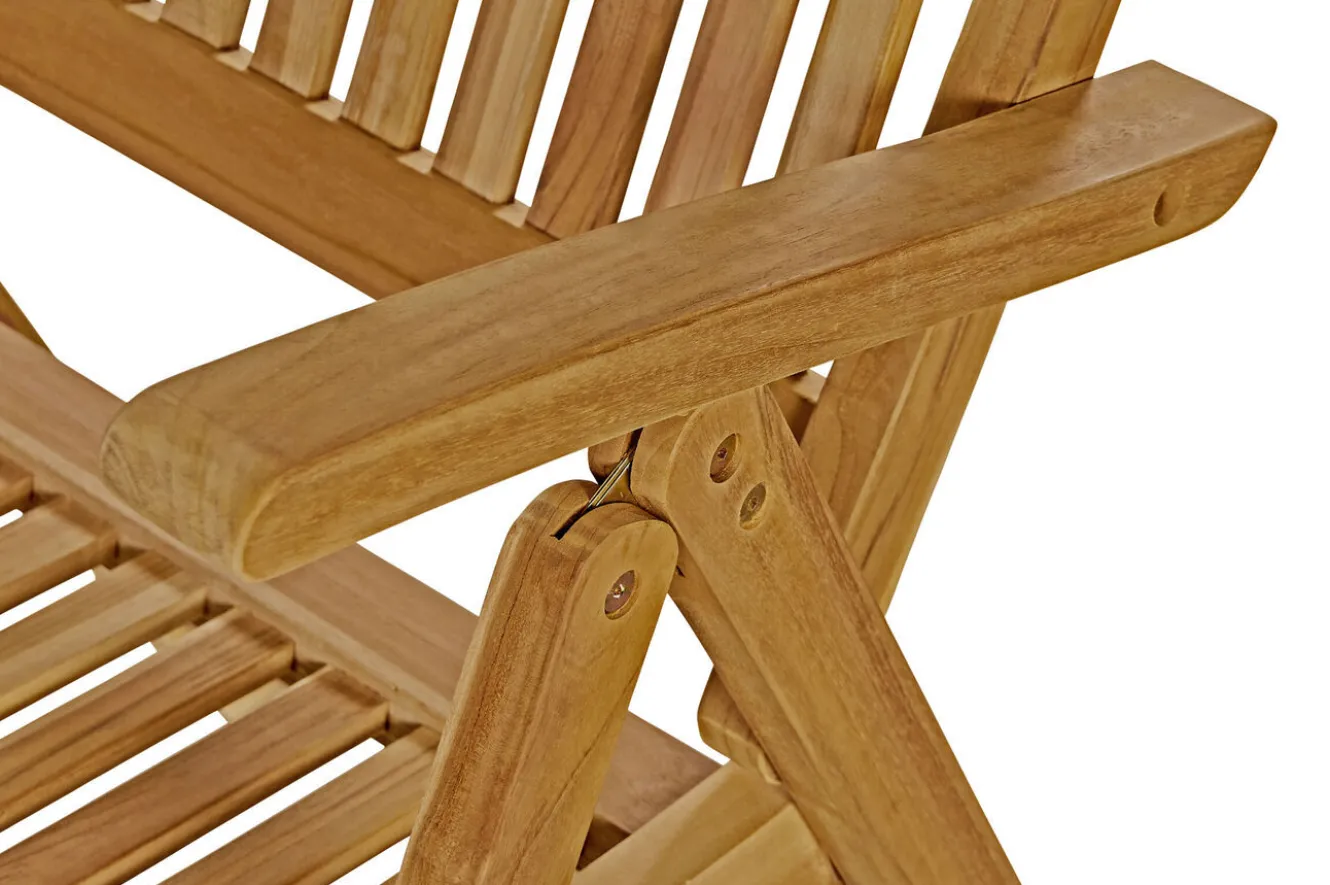 OUTFLEXX Dallas/Bounty Garten-Essgruppe, natur, Teak, 120/170x120 cm, 6x Klappstuhl