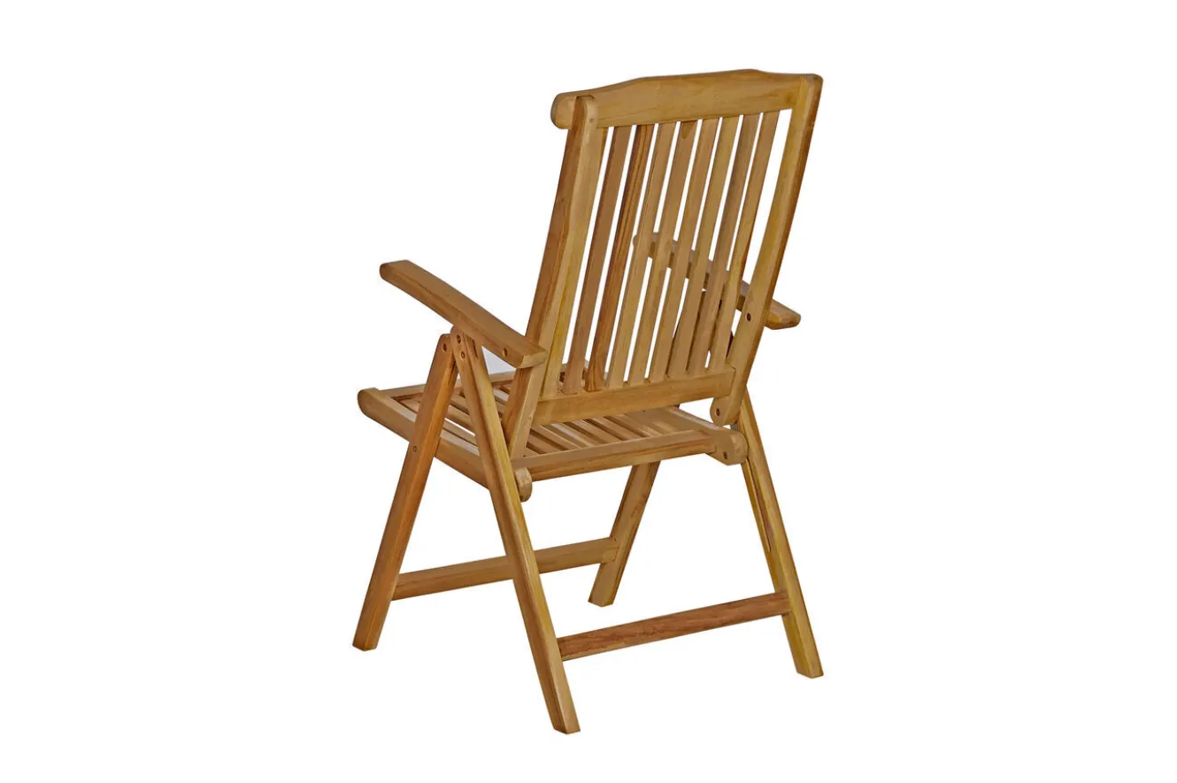 OUTFLEXX Dallas/Bounty Garten-Essgruppe, natur, Teak, 120/170x120 cm, 6x Klappstuhl