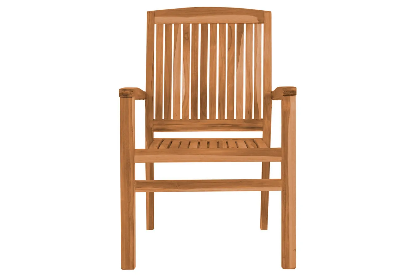 OUTFLEXX Dallas/Washington Garten-Essgruppe, natur, Teak, 120/170x120 cm, 4x Stapelsessel