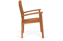OUTFLEXX Dallas/Washington Garten-Essgruppe, natur, Teak, 120/170x120 cm, 6x Stapelsessel