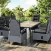 OUTFLEXX Darwin Garten-Essgruppe mit 8 Dining Sesseln, anthrazit/grau, Alu/Polyrattan, Tisch 200 x 100 cm, verstellbare Rückenlehne