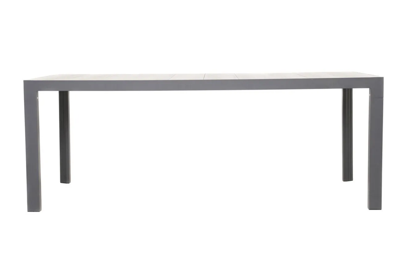 OUTFLEXX Darwin Garten-Essgruppe mit 8 Dining Sesseln, anthrazit/grau, Alu/Polyrattan, Tisch 200 x 100 cm, verstellbare Rückenlehne