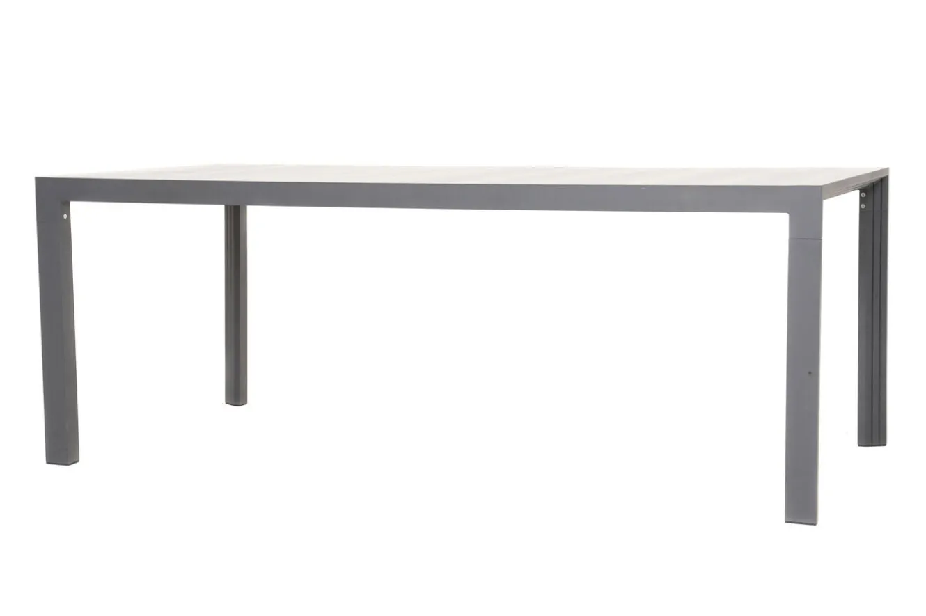 OUTFLEXX Darwin Garten-Essgruppe mit 6 Dining Sesseln, anthrazit/grau, Alu/Polyrattan, Tisch 200 x 100 cm, verstellbare Rückenlehne