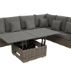 OUTFLEXX Dining-Lounge, grau, Polyrattan, 5-6 Personen, höhenverstellbarer Loungetisch, inkl. Polster