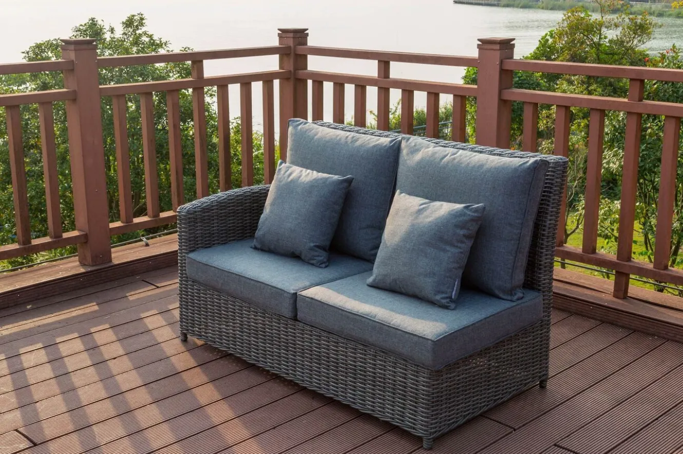 OUTFLEXX Dining-Lounge, grau, Polyrattan, 5-6 Personen, höhenverstellbarer Loungetisch, inkl. Polster
