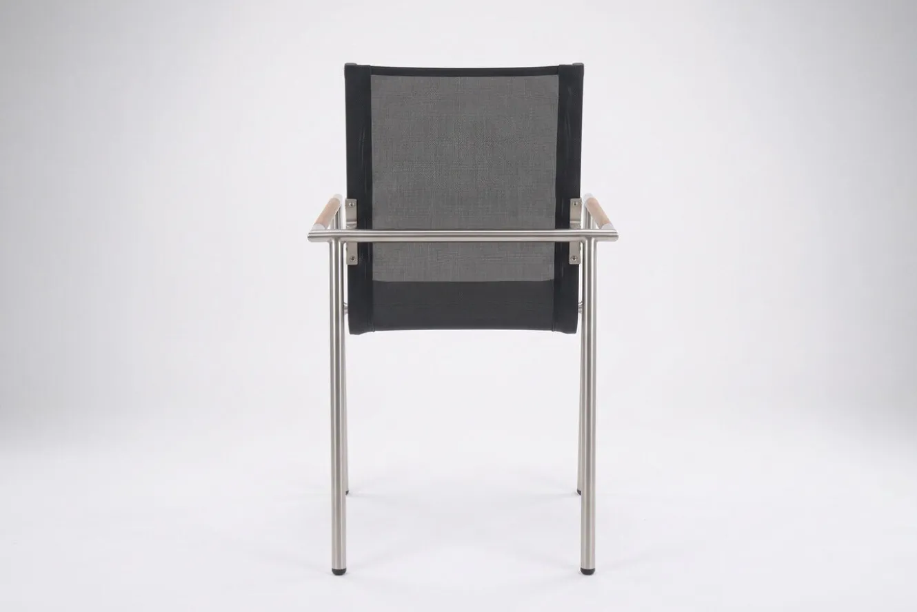 OUTFLEXX Diningsessel, anthrazit/grau, Edelstahl/Textilene, ca. 56x62x90cm, Teak