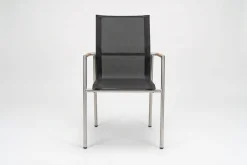 OUTFLEXX Diningsessel, anthrazit/grau, Edelstahl/Textilene, ca. 56x62x90cm, Teak