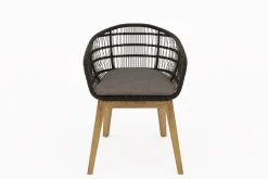 OUTFLEXX Diningsessel, natur/schwarz, Teakholz/Rope, 60 x 61 x 79 cm, inkl. Polster, FSC®-zertifiziertes Produkt