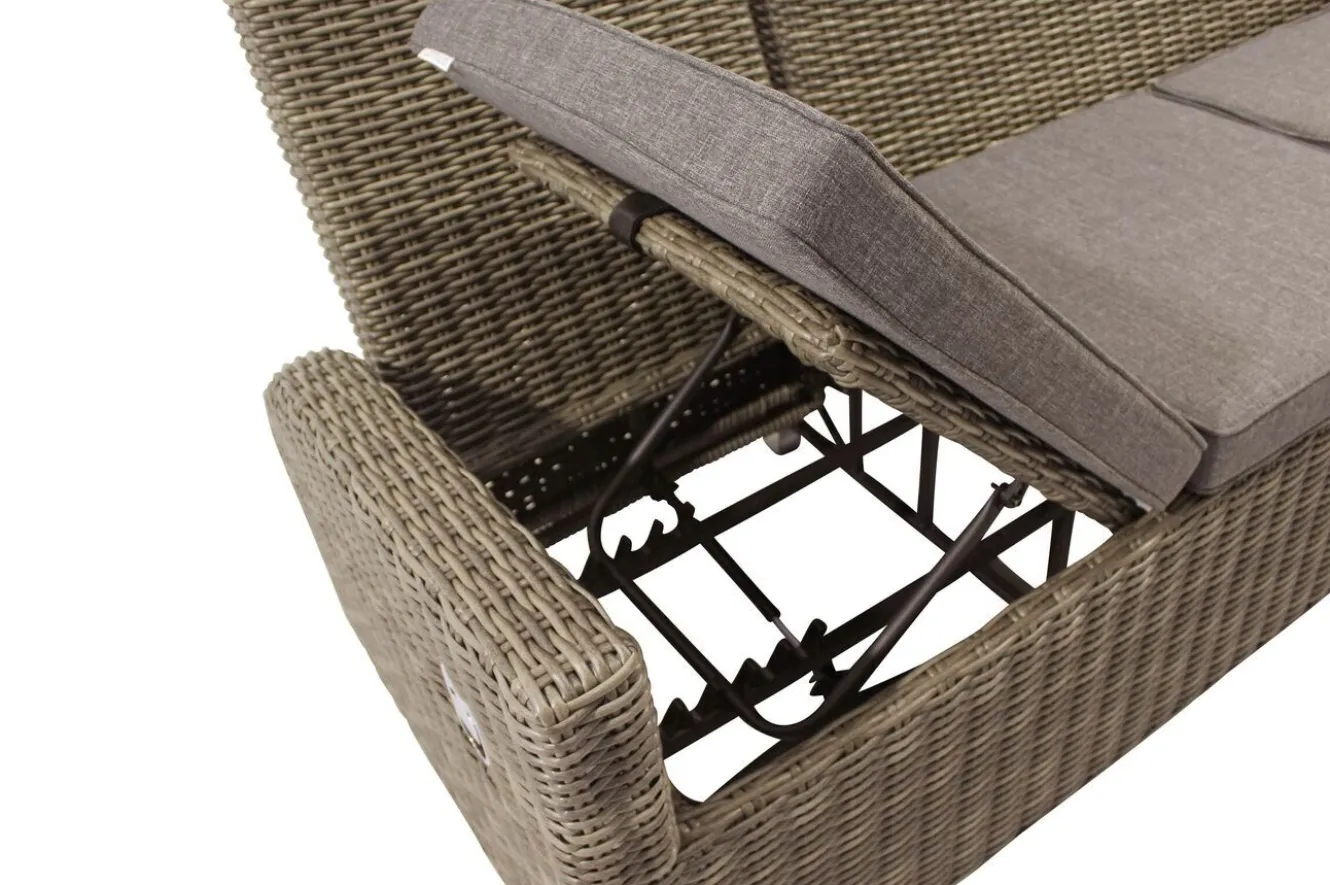 OUTFLEXX Dining 3-Sitzer Sofa, grau, Polyrattan, 210 x 83 x 110 cm, mehrfach verstellbar