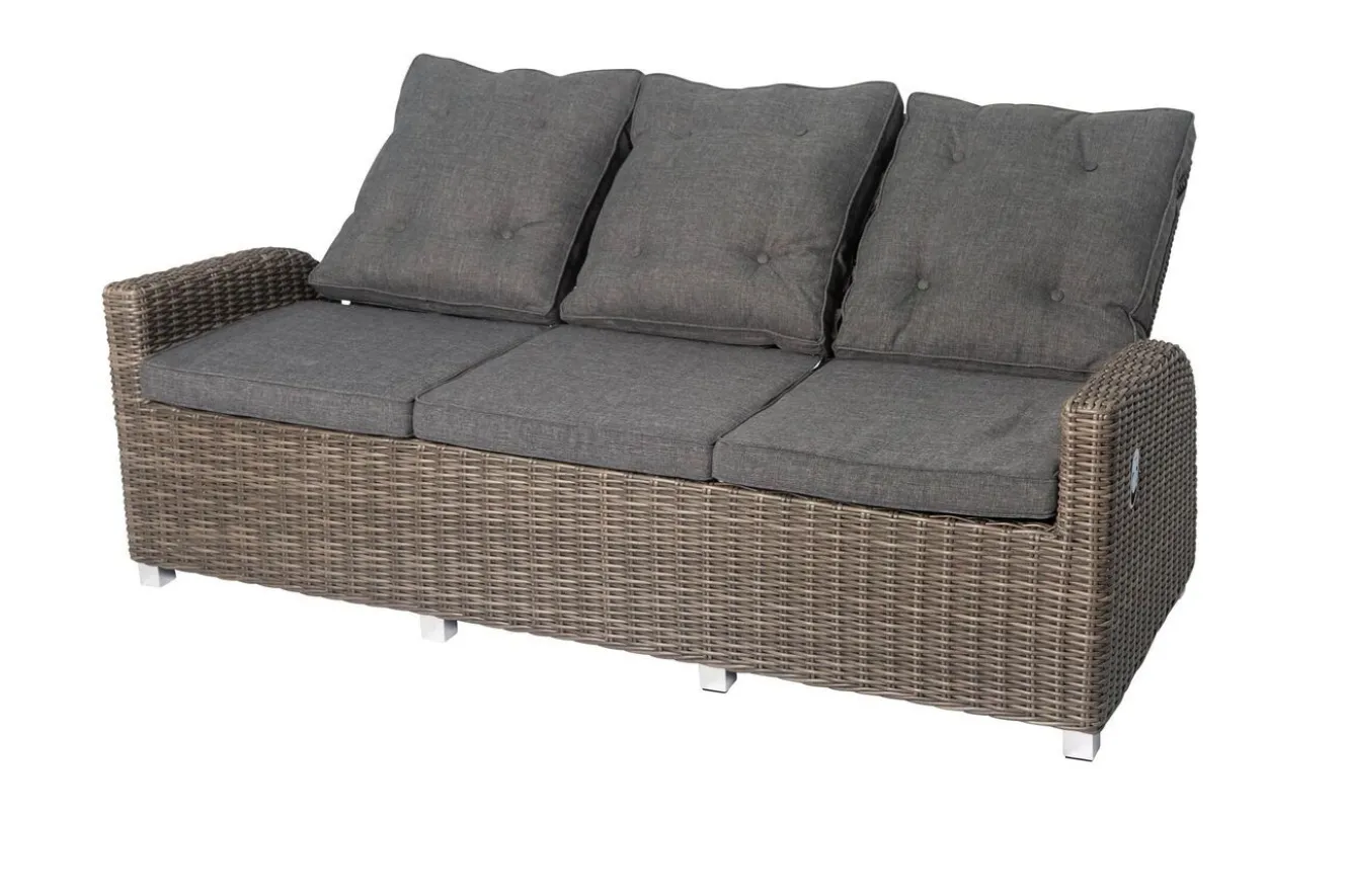OUTFLEXX Dining 3-Sitzer Sofa, grau, Polyrattan, 210 x 83 x 110 cm, mehrfach verstellbar