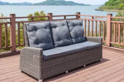 OUTFLEXX Dining 3-Sitzer Sofa, grau, Polyrattan, 210 x 83 x 110 cm, mehrfach verstellbar