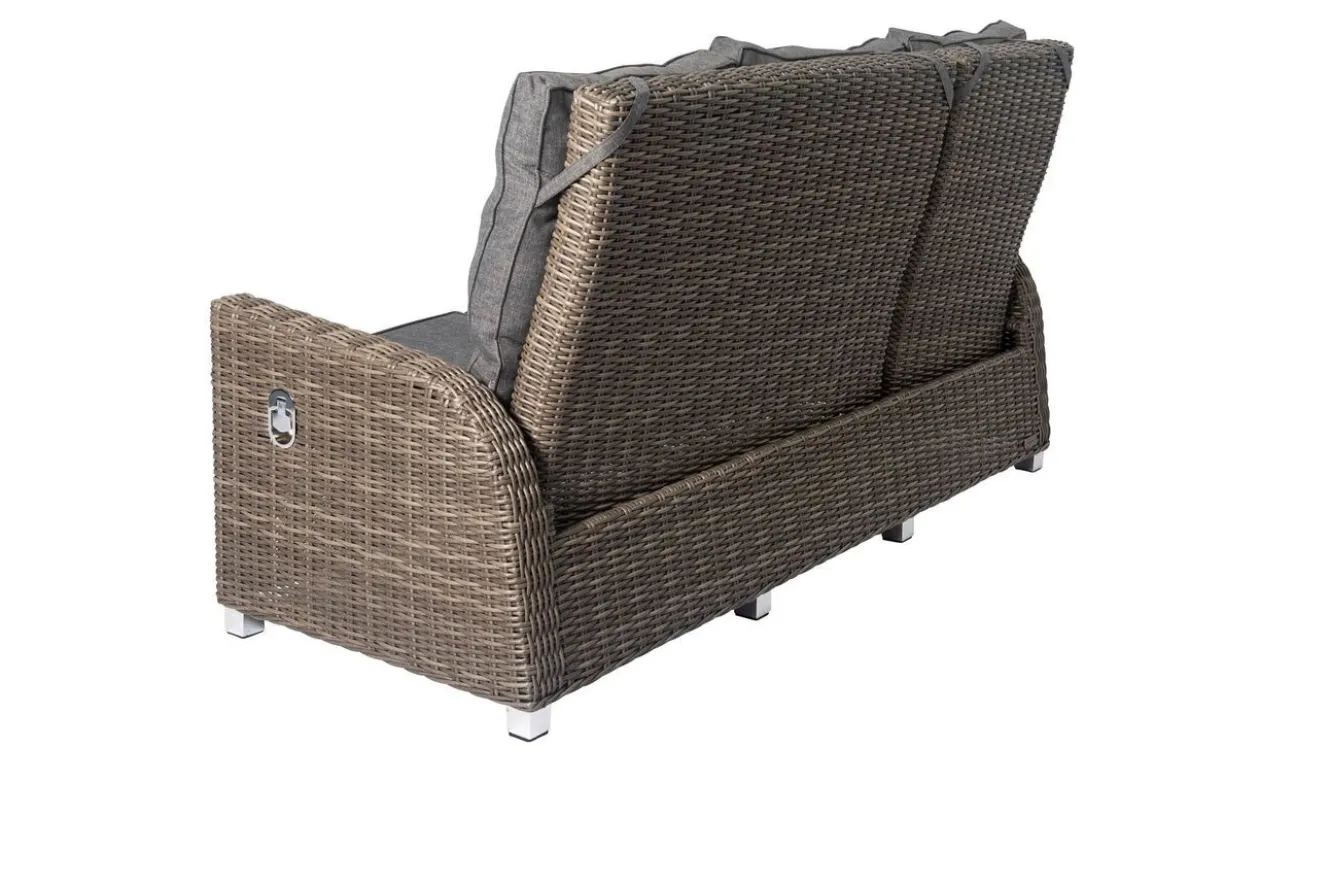 OUTFLEXX Dining 3-Sitzer Sofa, grau, Polyrattan, 210 x 83 x 110 cm, mehrfach verstellbar